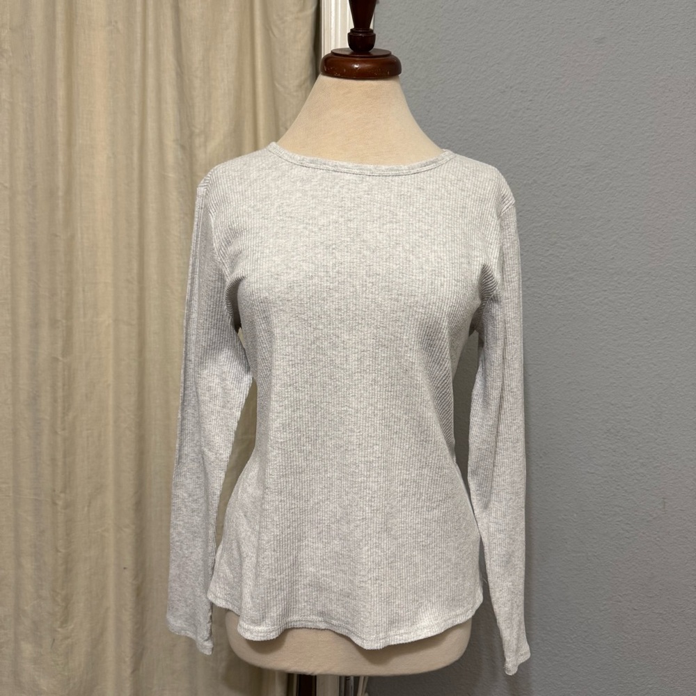 Old Navy Women Gray Long Sleeve Round Neck‎ Cozy Top Size XL Cotton Blend